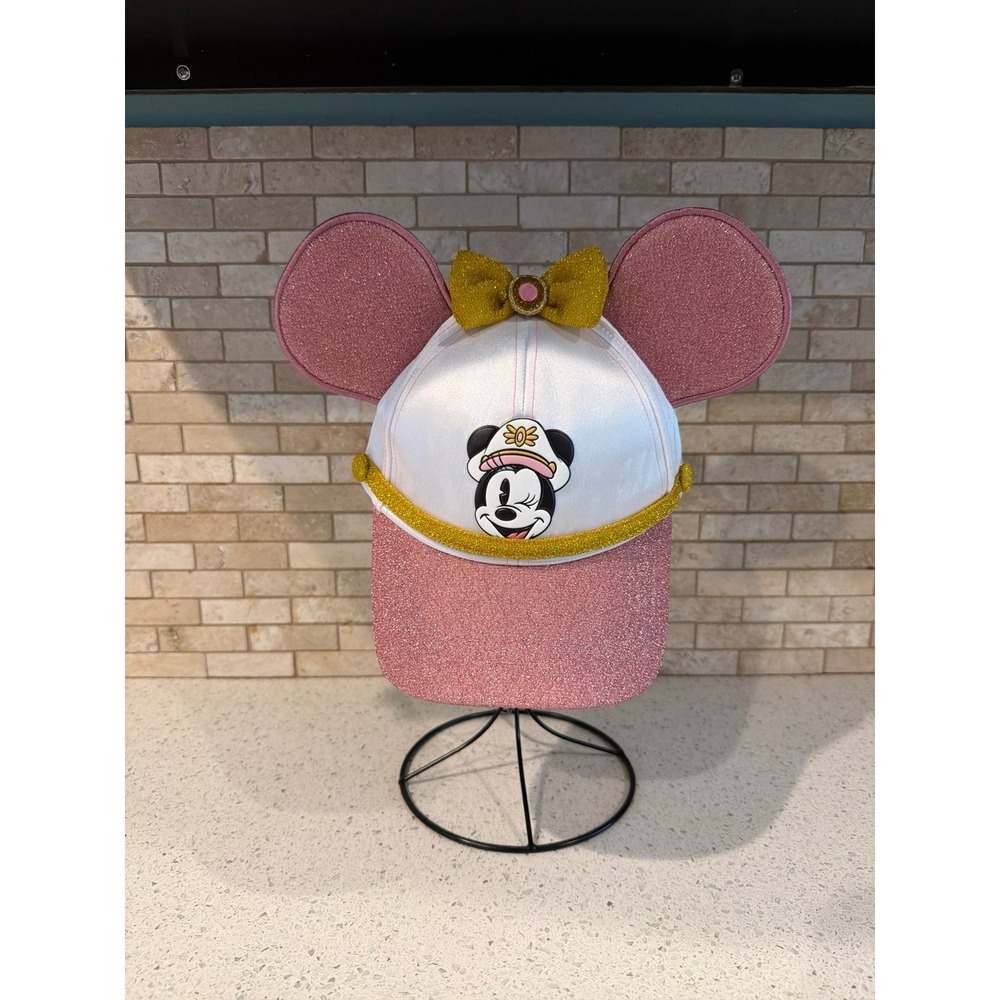Disney Cruise Minnie Hat Pink Gold Glitter Ears Womens